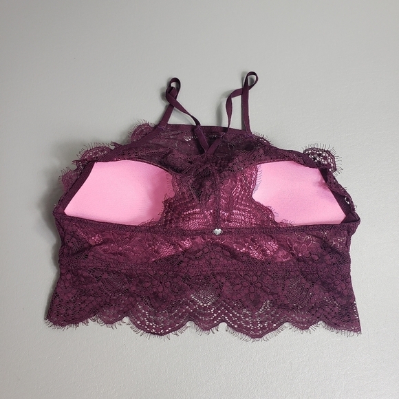 Pink Victoria's secret VS purple lace high neck push up bralette size small - Picture 4 of 9